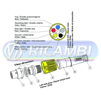 1 - CONNETTORE ELETTRICO 6 PIN FANALE FRISTOM GIALLO SX
