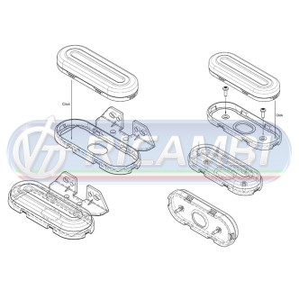 1 - FANALINO INGOMBRO STRISCIA A LED A ELLISSE C/STAFFA ROSSO