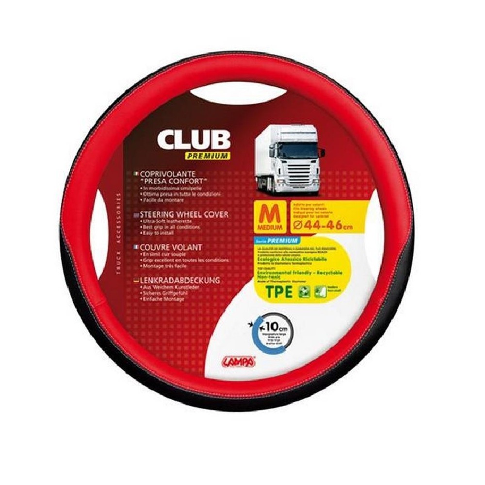 1 - COPRIVOLANTE M 44-46 CM SIMILPELLE NERO/ROSSO