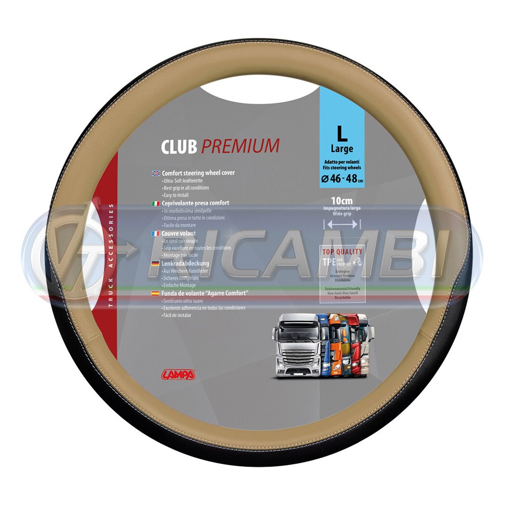 1 - COPRIVOLANTE L 46-48 CM SIMILPELLE NERO/BEIGE