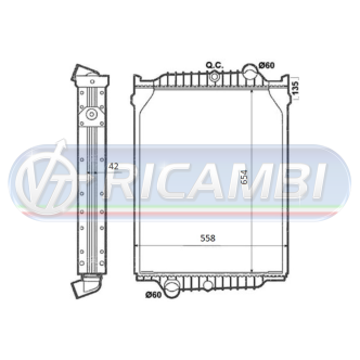 1 - RADIATORE LIQUIDO RAFF. VOLVO FL6 977 FRIG