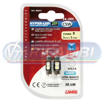 2 - LAMPADINA SILURO 24V 31mm HYPER LED COPPIA