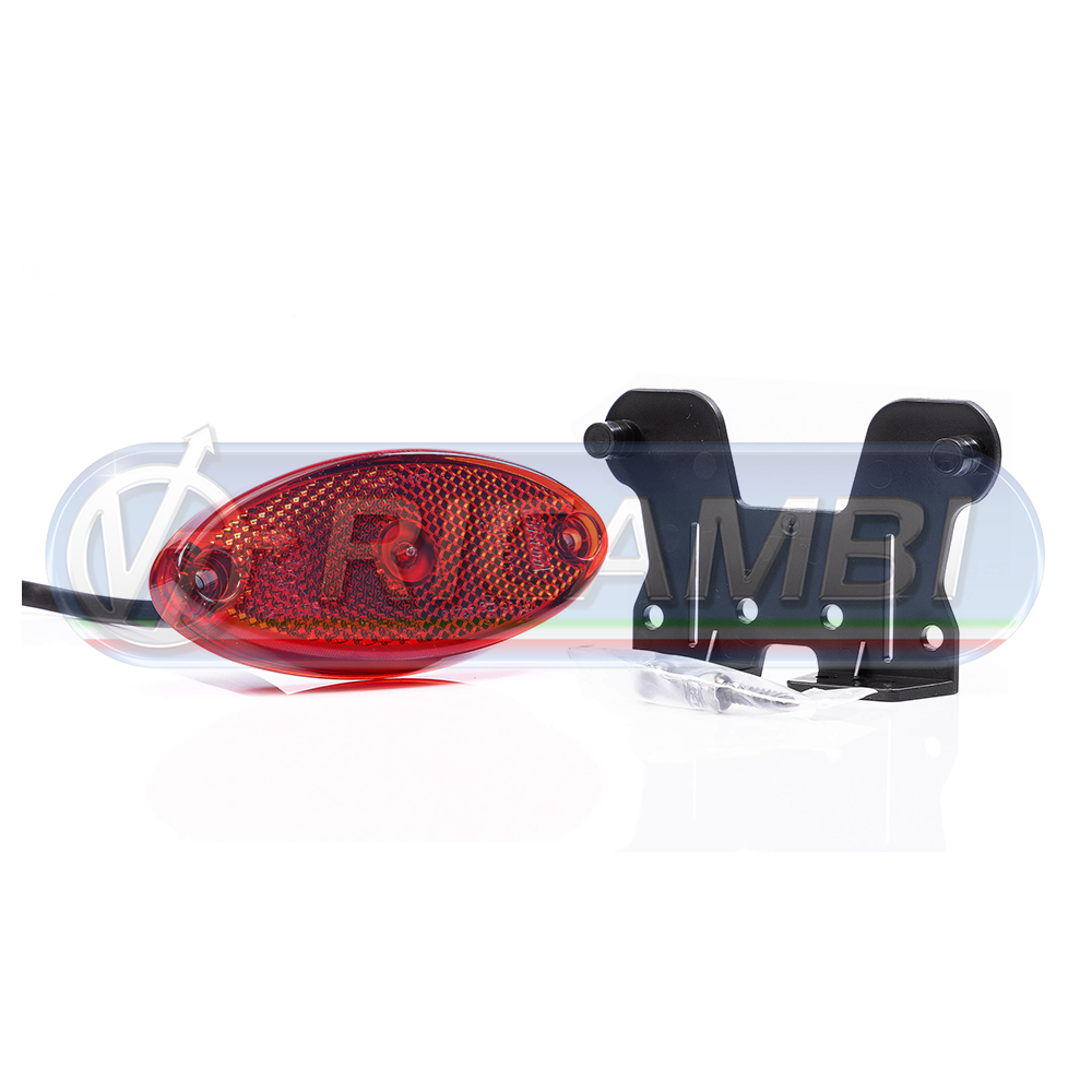 2 - FANALINO INGOMBRO 1 LED OVALE C/STAFFA ROSSO