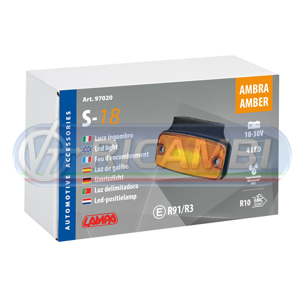 2 - LAMPADA LED LUCE INGOMBRO ARANCIONE A 4 LED 24V