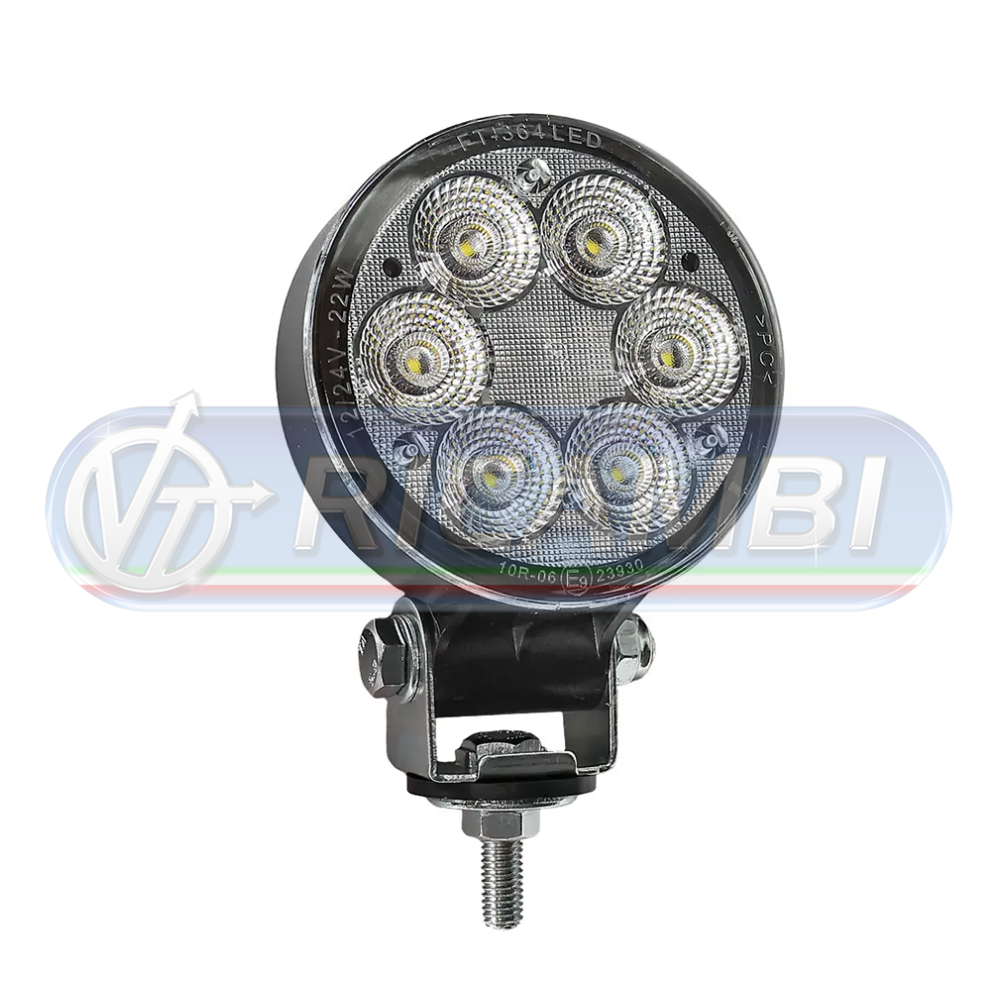 2 - FARETTO DA LAVORO ROTONDO 6 LED 22W 2500 LUMENS