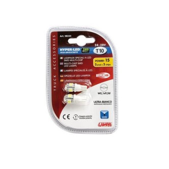 1 - LAMPADINA T10 28V HYPER LED 5 SMD COPPIA