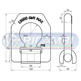 1 - ANELLO FERMACARICO 15T LARGO ZINC.  A SALDARE