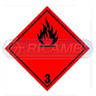 1 - ADESIVO ADR 30X30 CL3 LIQUIDI INFIAMMABILI NERO SFONDO ROSSO