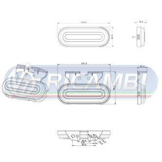 1 - FANALINO INGOMBRO STRISCIA A LED A ELLISSE C/STAFFA ROSSO