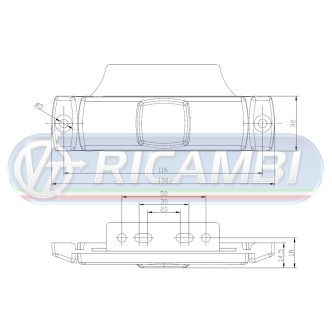 1 - FANALINO INGOMBRO 4 LED CENTRALI 12/24V ROSSO