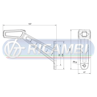 1 - FANALINO INGOMBRO POST. 20 LED 12/36V LUNGO 60° DX