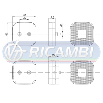 1 - FANALINO INGOMBRO 4 LED QUADRATO ARANCIO