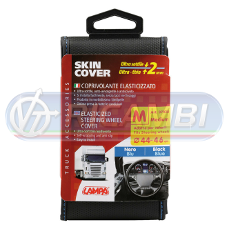 1 - COPRIVOLANTE M 44-46 CM NEOPRENE + SIMILPELLE NERO/BLU