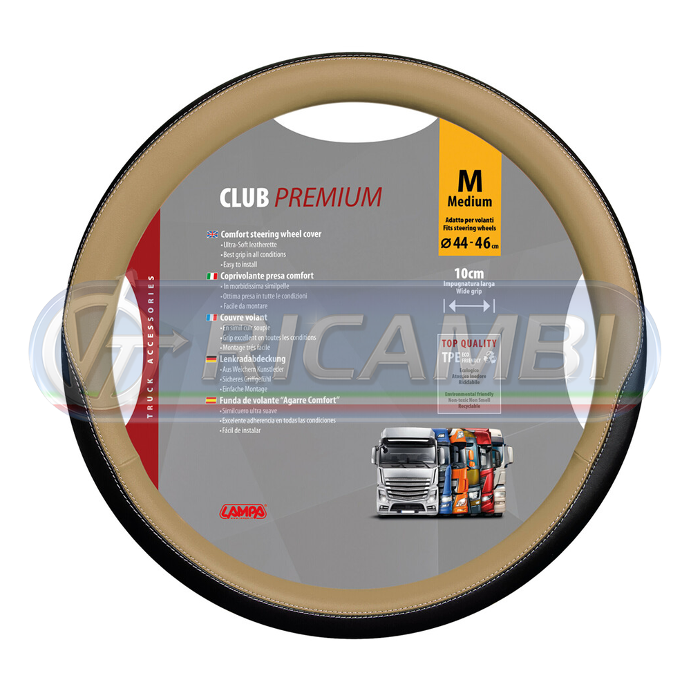 1 - COPRIVOLANTE M 44-46 CM SIMILPELLE NERO/BEIGE