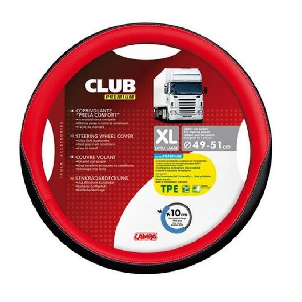 1 - COPRIVOLANTE XL 49-51 CM SIMILPELLE NERO/ROSSO