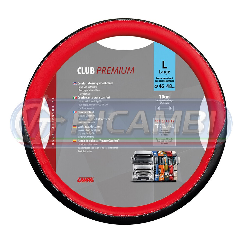 1 - COPRIVOLANTE L 46-48 CM SIMILPELLE NERO/ROSSO