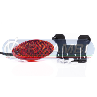 1 - FANALINO INGOMBRO 1 LED OVALE C/STAFFA ROSSO