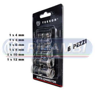 1 - KIT RACCORDI INTERMEDI RAPIDI DRITTI ACCIAIO (6 PEZZI)