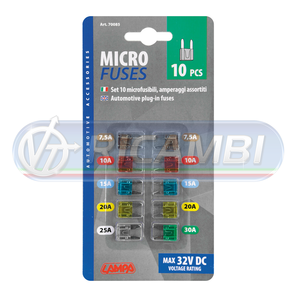 1 - KIT 10PZ MICRO FUSIBILI DA 5A/30A