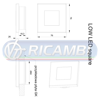 1 - PLAFONIERA A LED QUADRATA 76 MM BIANCA INCASSO