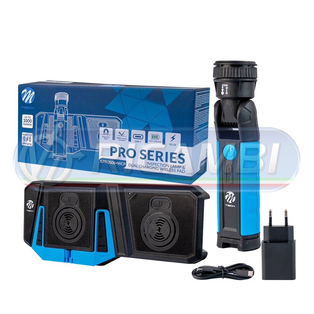 1 - LAMPADA ISPEZIONE 1 LED 10W + CARICABATTERIE WIRELESS