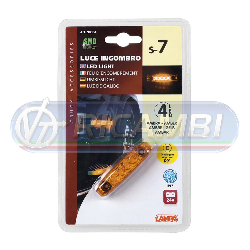 1 - FANALINO INGOMBRO 4 LED ARANCIONE