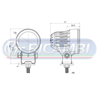 1 - FARETTO DA LAVORO ROTONDO 3 LED 11W 1200 LUMEN