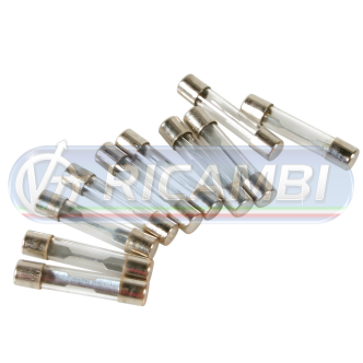 1 - KIT 10PZ FUSIBILI IN VETRO DA 1A/6,3A - TIPO LUNGO