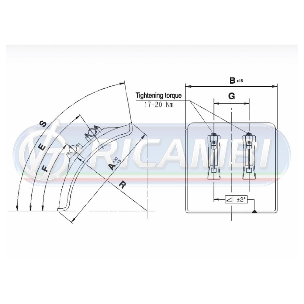 1 - PARAFANGO MEZZO PLS 450 x 670 STAFFE  Ø 42 INCLUSE