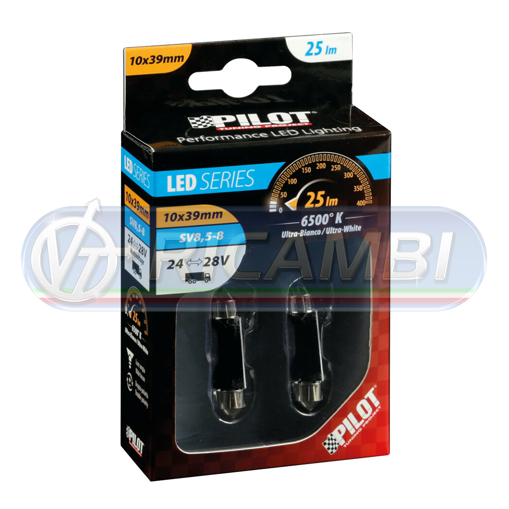 1 - LAMPADINA SILURO 24V 39 mm HYPER LED COPPIA