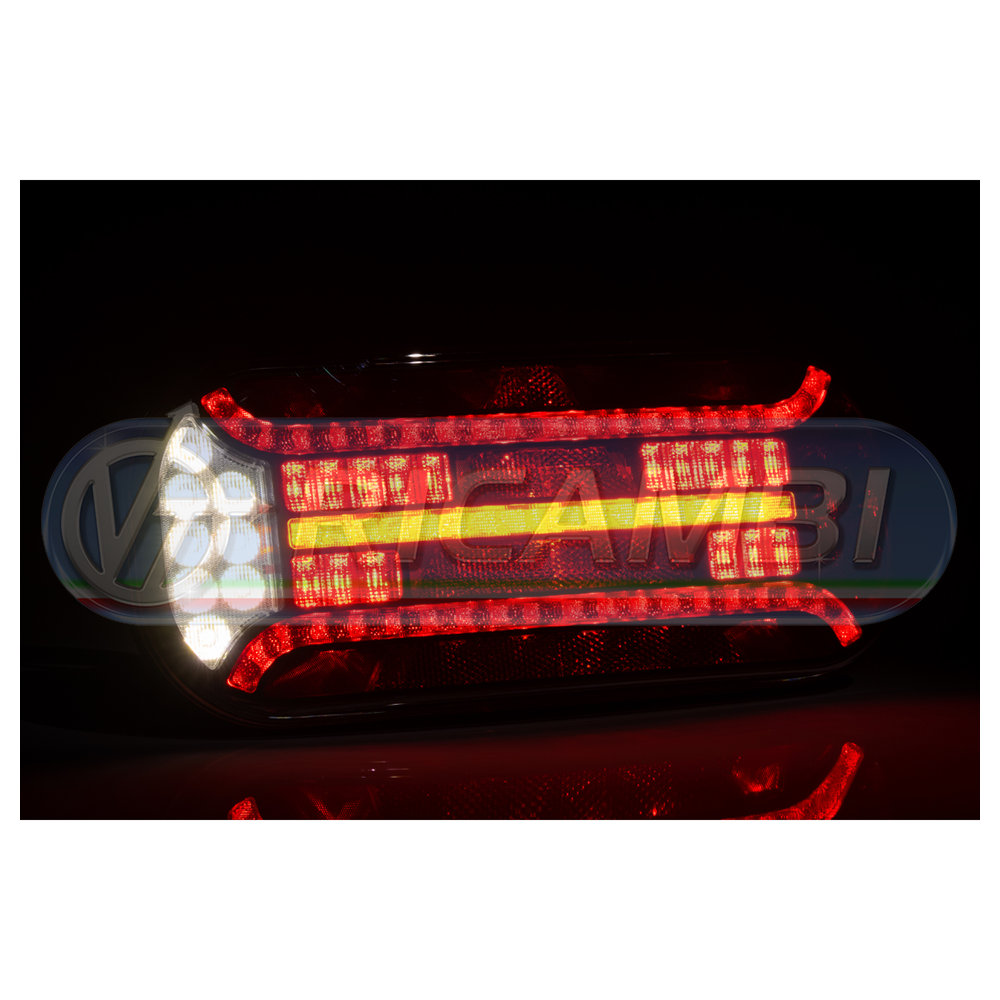 1 - FANALE POST. FULL LED 6 FUNZIONI 12-36V C/RETROMARCIA DX C/CONNETTORE C/TRIANGOLO