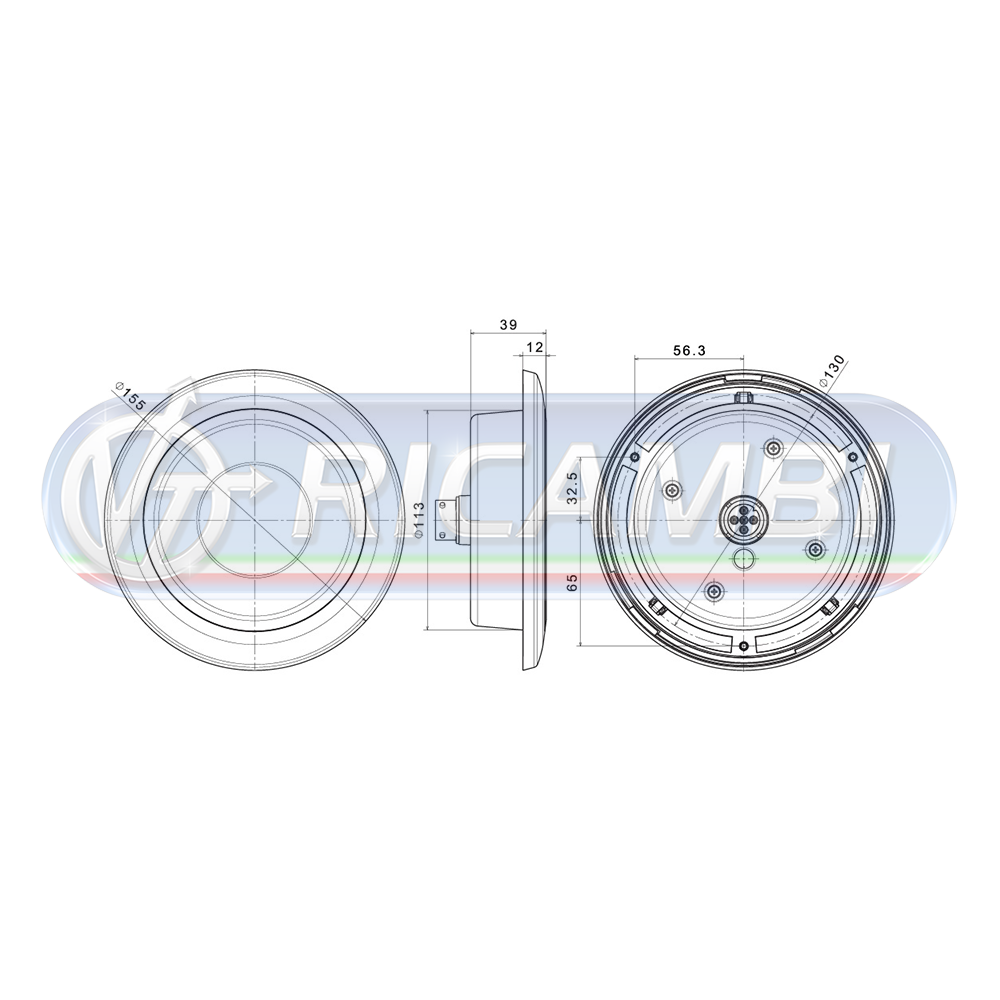 1 - FANALE POST. FULL LED 3 FUNZIONI 12-36V DX/SX NERO TONDO