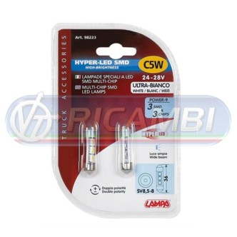 1 - LAMPADINA SILURO 24V 36 mm HYPER LED COPPIA