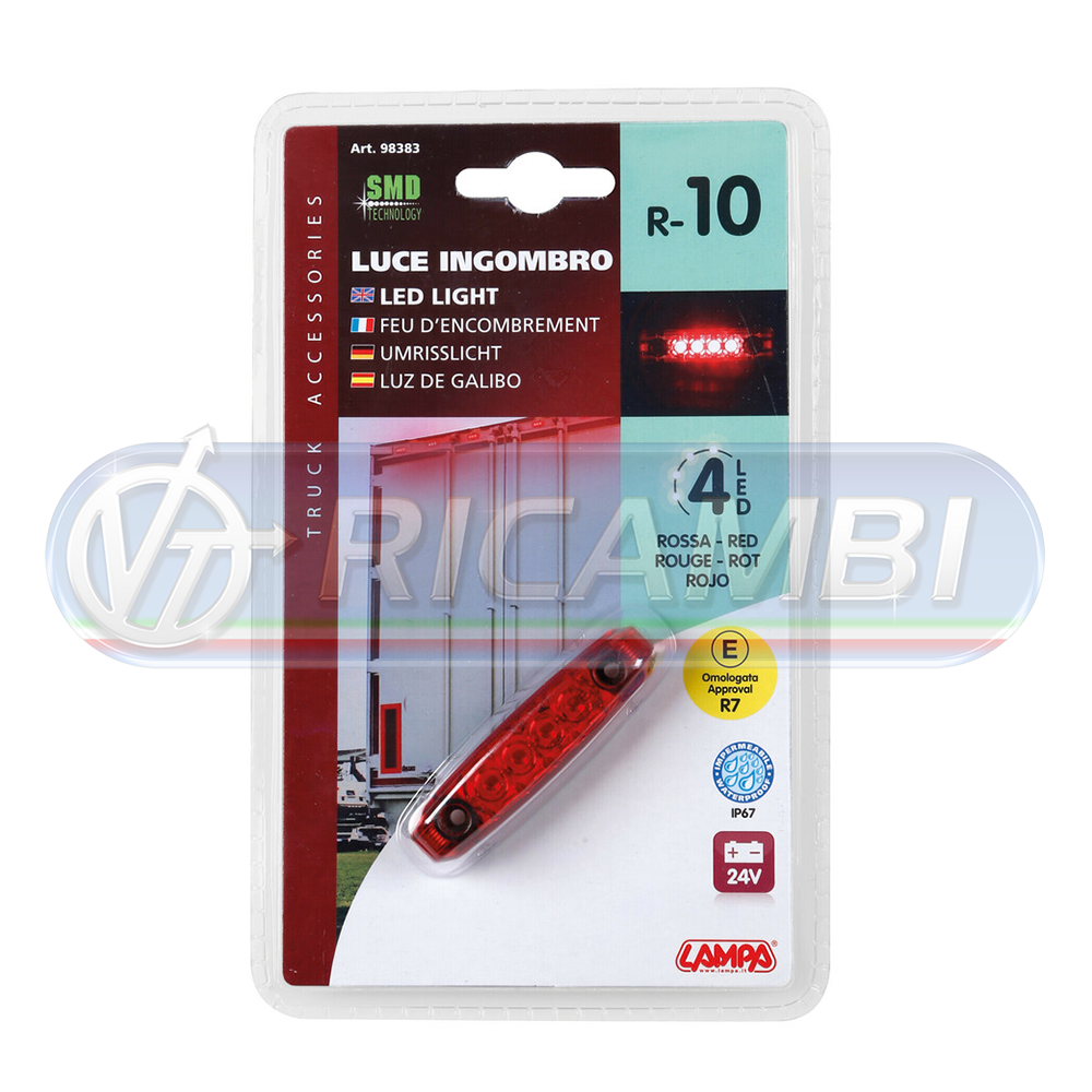 1 - FANALINO INGOMBRO 4 LED ROSSO