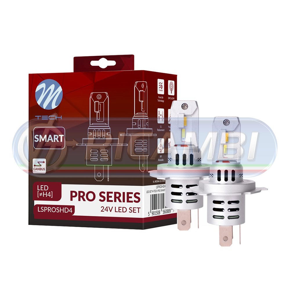 1 - KIT LAMPADINE H4 LED 24V 6000K IN COPPIA