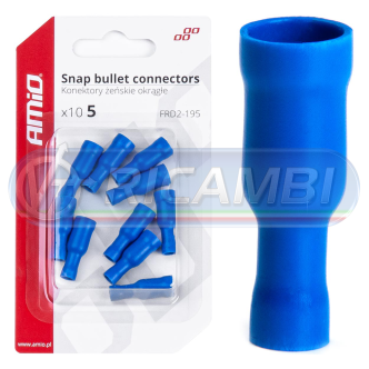 1 - FASTON FEMMINA BULLET ISOLATO 5 mm 1,5-2,5 mm2 15A 10 PZI