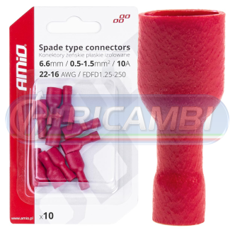 1 - FASTON FEMMINA ISOLATO 6,6 mm 0,5-1,5 mm2 10A 10 PZI