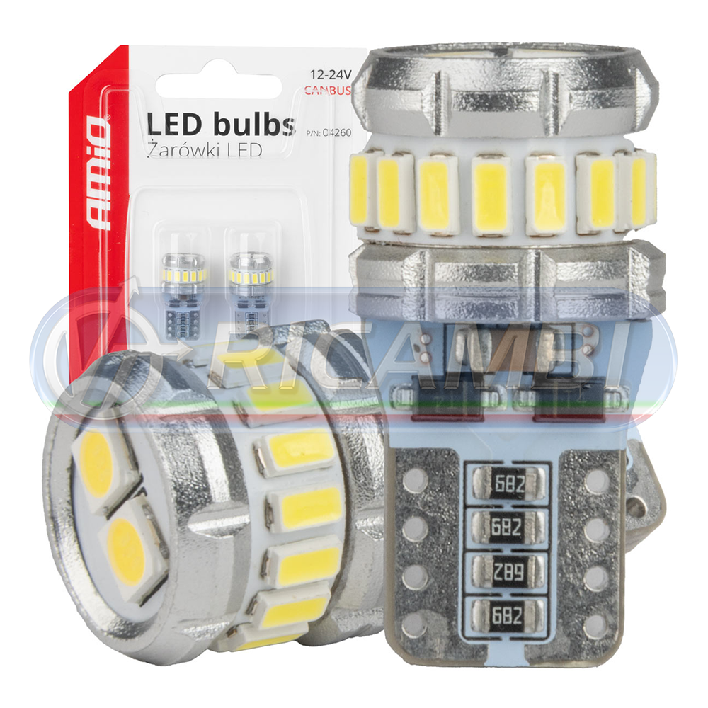 1 - LAMPADINA T10 12V-24V 16 LED SMD CANBUS