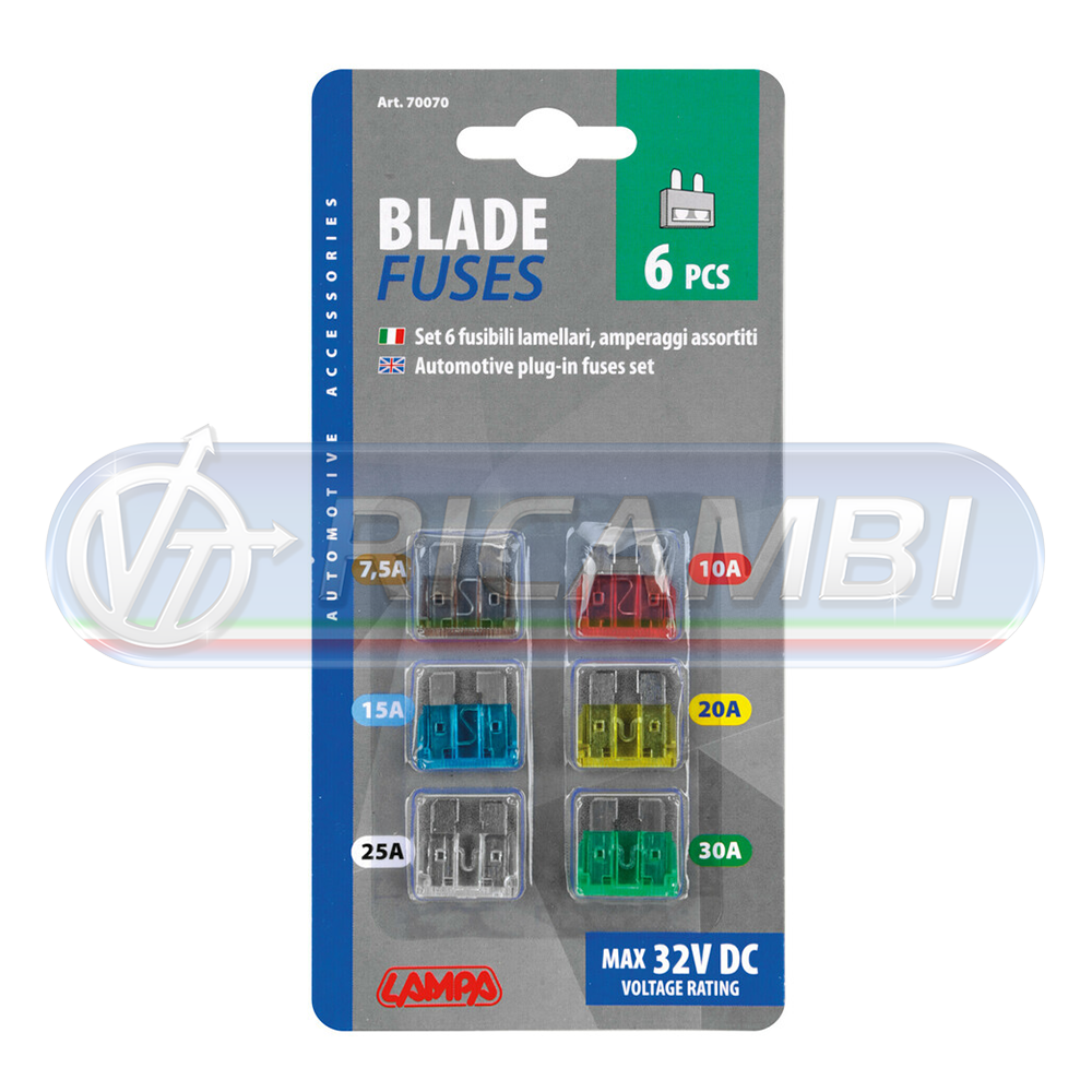 1 - KIT 6PZ FUSIBILI DA 7,5A/30A