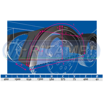 2 - PARAFANGO POST. D/S 460 X 1900 X 1300 ATTACCO RAPIDO B/BIANCO