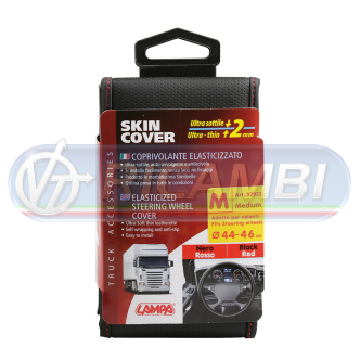 2 - COPRIVOLANTE M 44-46 CM NEOPRENE + SIMILPELLE NERO/ROSSO