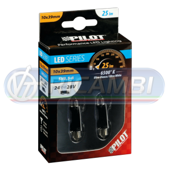 2 - LAMPADINA SILURO 24V 39 mm HYPER LED COPPIA