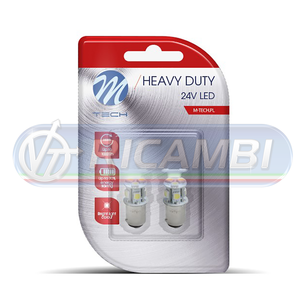 1 - LAMPADINA BAY15D 24V 8 LED SMD IN COPPIA