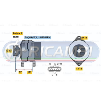 2 - ALTERNATORE 24 V 110A BOSCH / MAHLE FH 1 FM 1