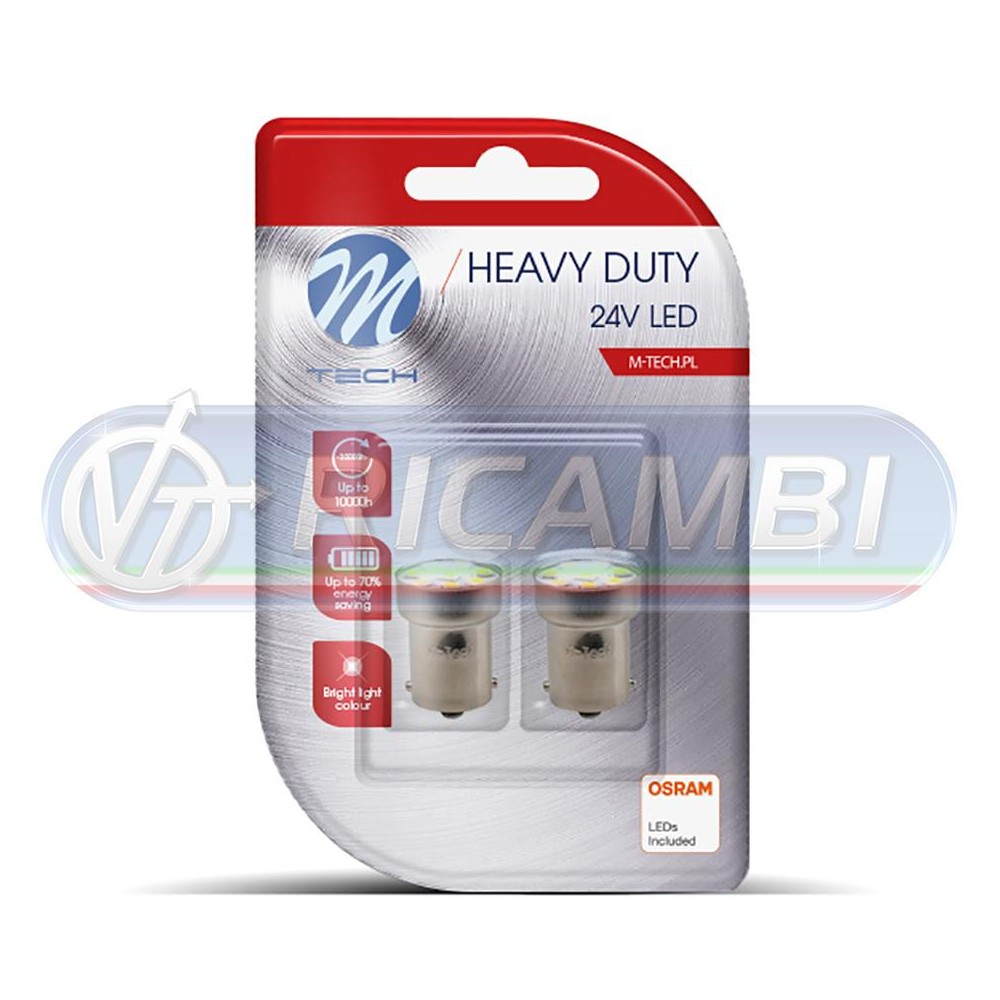 1 - LAMPADINA BA15S 24V 8 LED SMD IN COPPIA