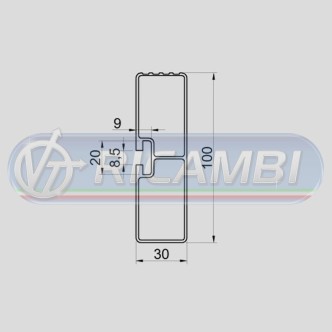 1 - PROFILO PARACICLI ALLUMINIO  100x30 L2000