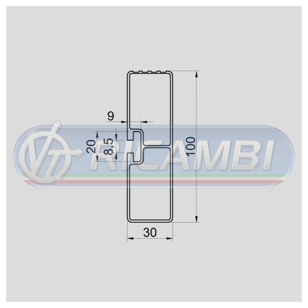 1 - PROFILO PARACICLI ALLUMINIO  100x30 L2000
