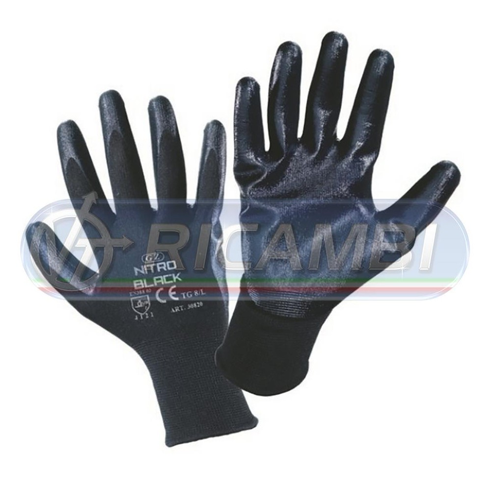 1 - GUANTI POLIESTERE SPALMATI IN NITRILE NERO TG 10