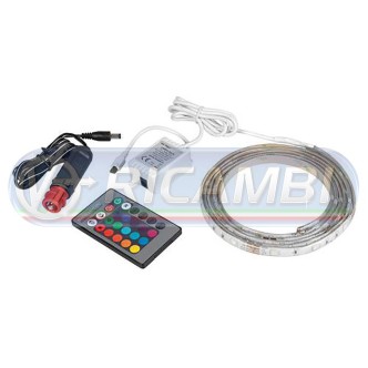 2 - LAMPADA LED A STRISCIA 12/24V 60 LED 16 COLORI L. 200 CM C/ TELECOMANDO