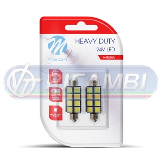 2 - LAMPADINA SILURO 24V 41mm 8 LED CANBUS COPPIA